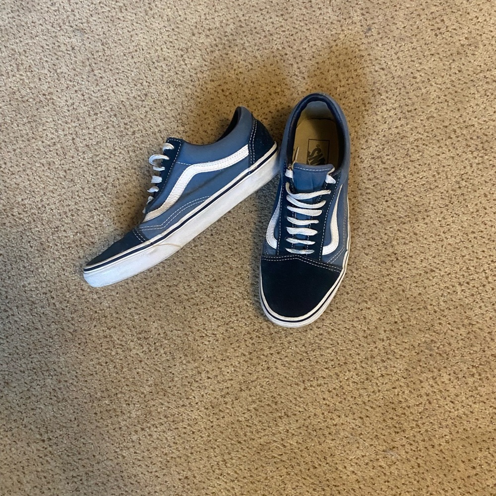 Vans Old Skool Shoe Suede and Canvas  in Navy and White size 8 - Picture 2 of 8